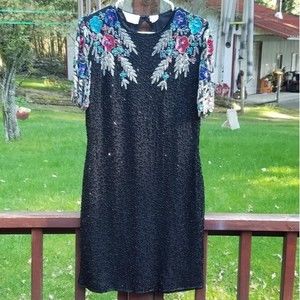 Oldie/Vintage Laurence Kazer Beaded Dress - Size PL
